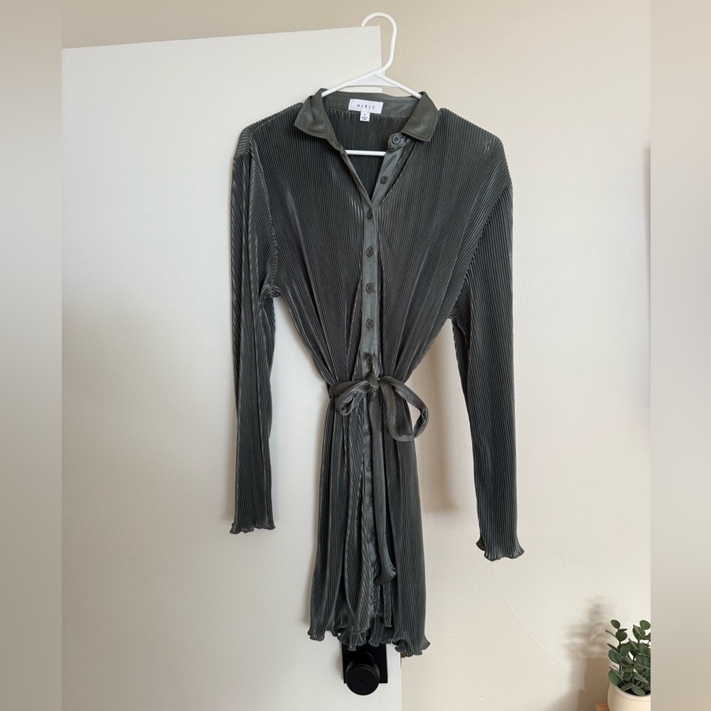 Mable Mini Pleated Long Sleeve Dress